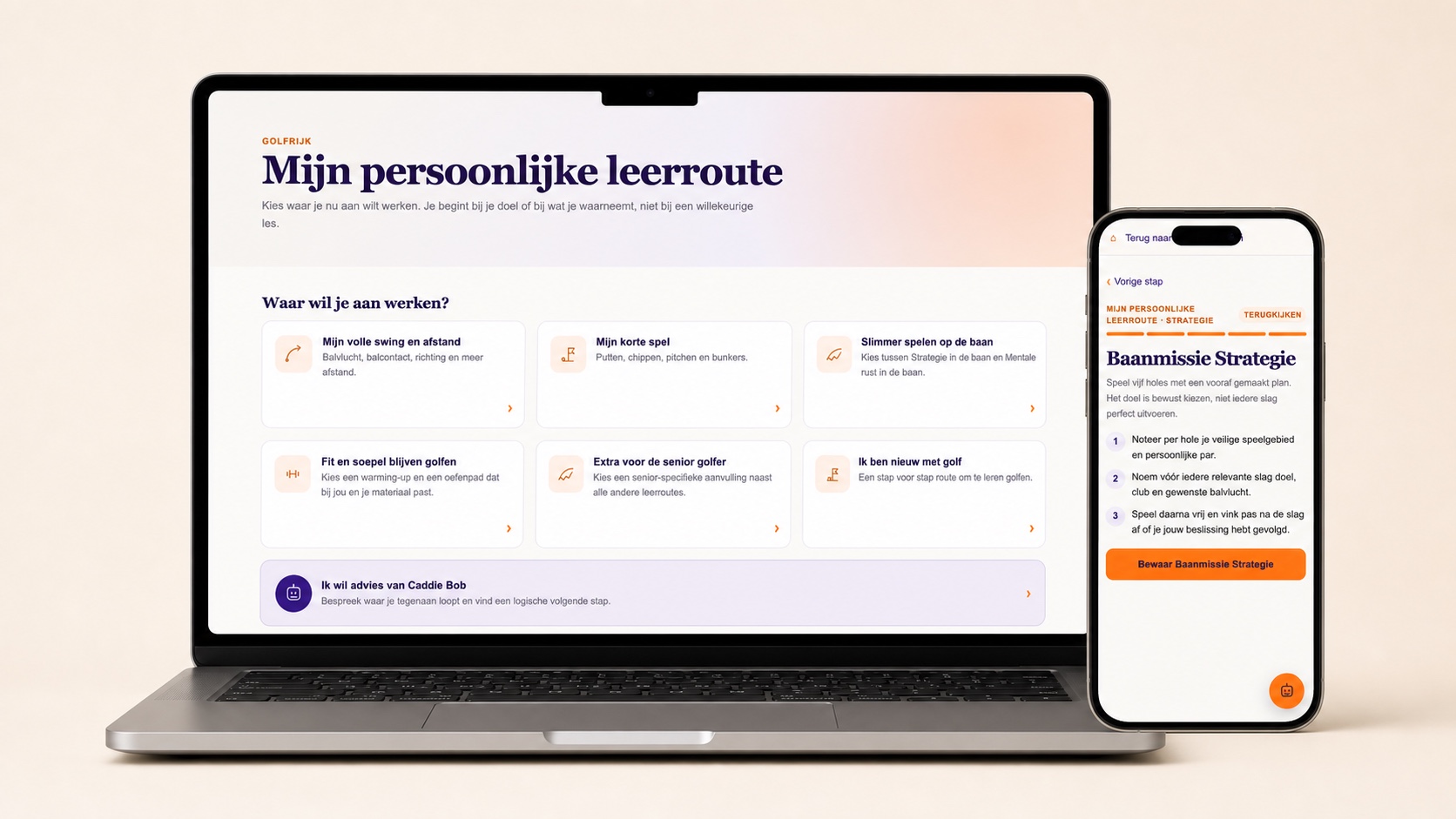Mijn Persoonlijke Leerroute op een laptop en telefoon