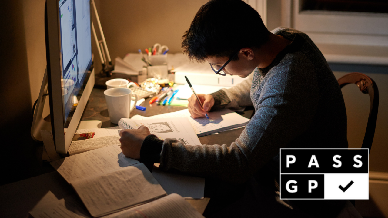 Doctor studying efficiently for multiple exams
