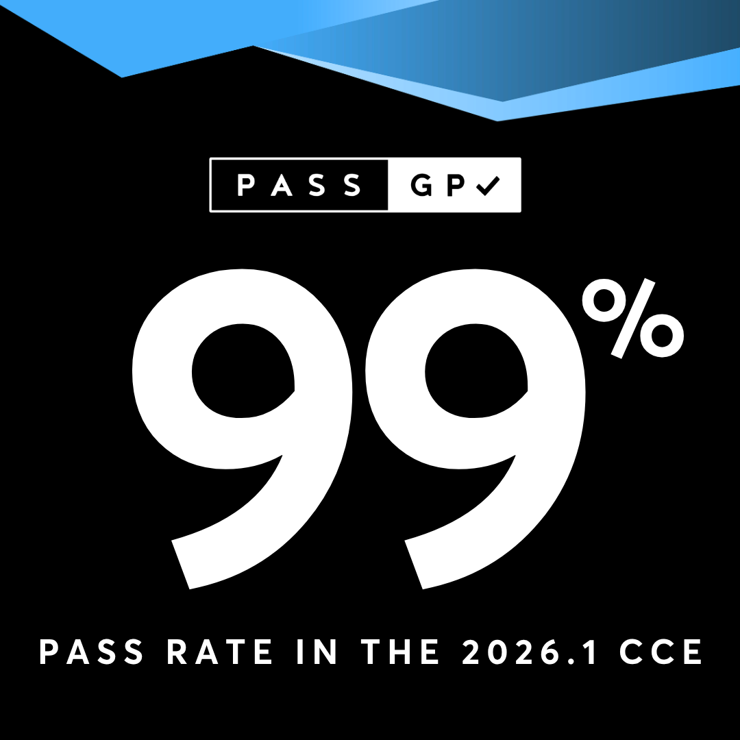 PassGP CCE subcribers achieved a pass rate of 99% in rhe 2026.1 exams