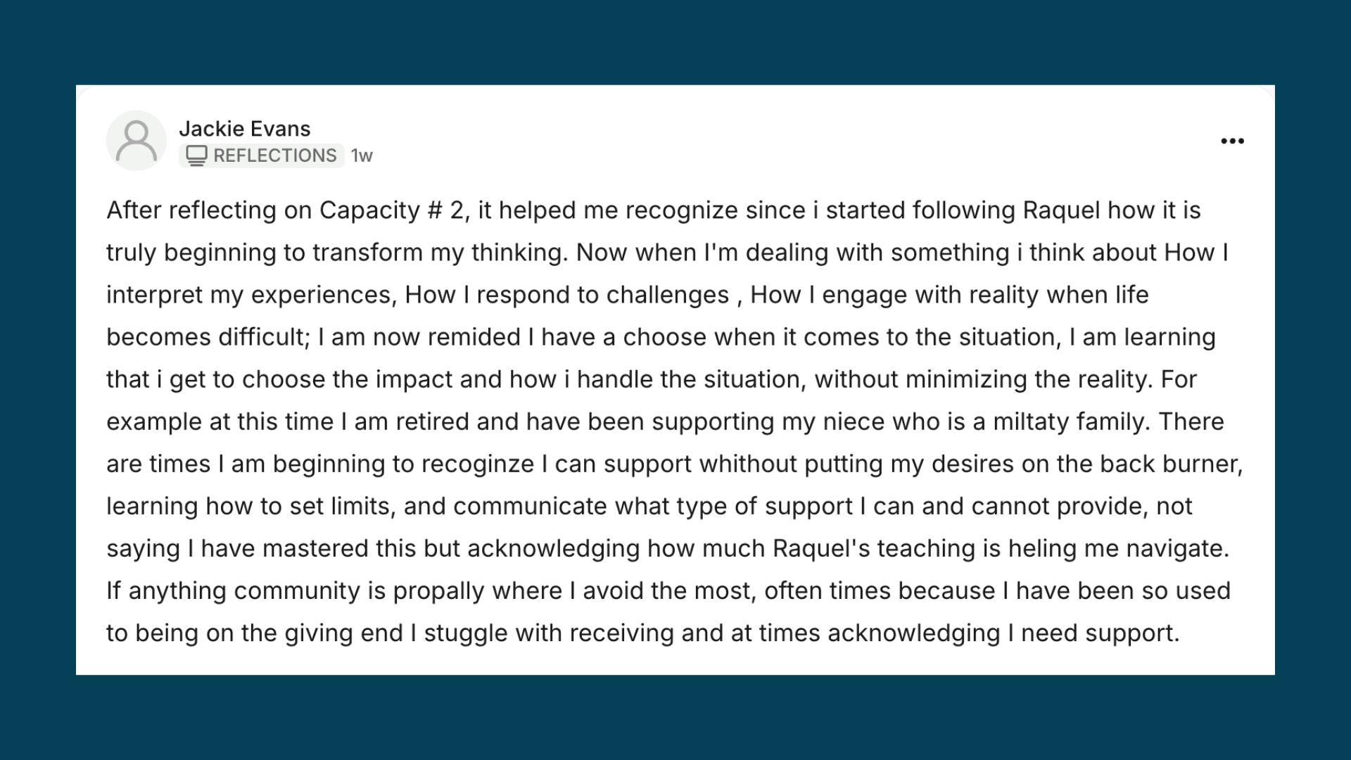 Capacity Lab member comment and insight 3