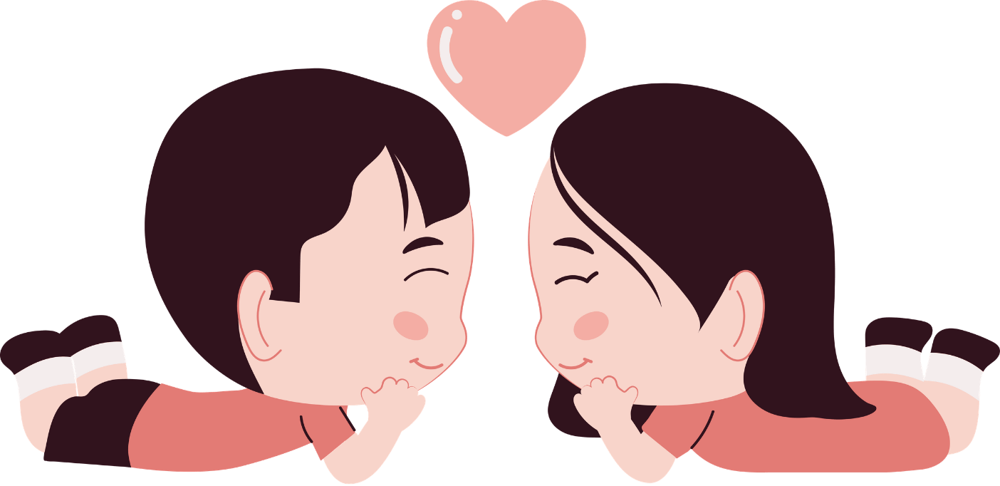 Cute illustration of a couple with a heart
