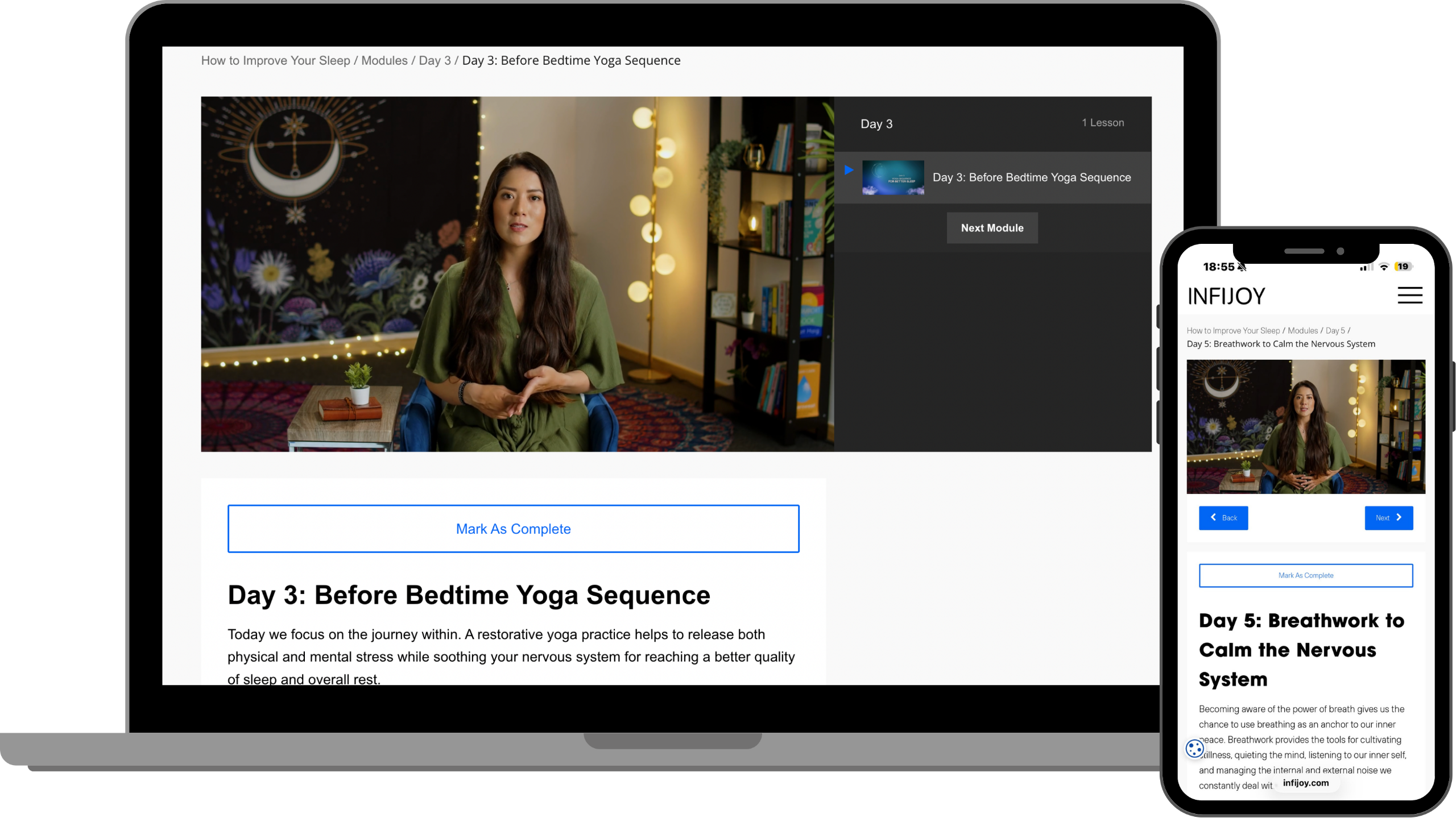 How to Improve Your Sleep online course displayed across digital devices