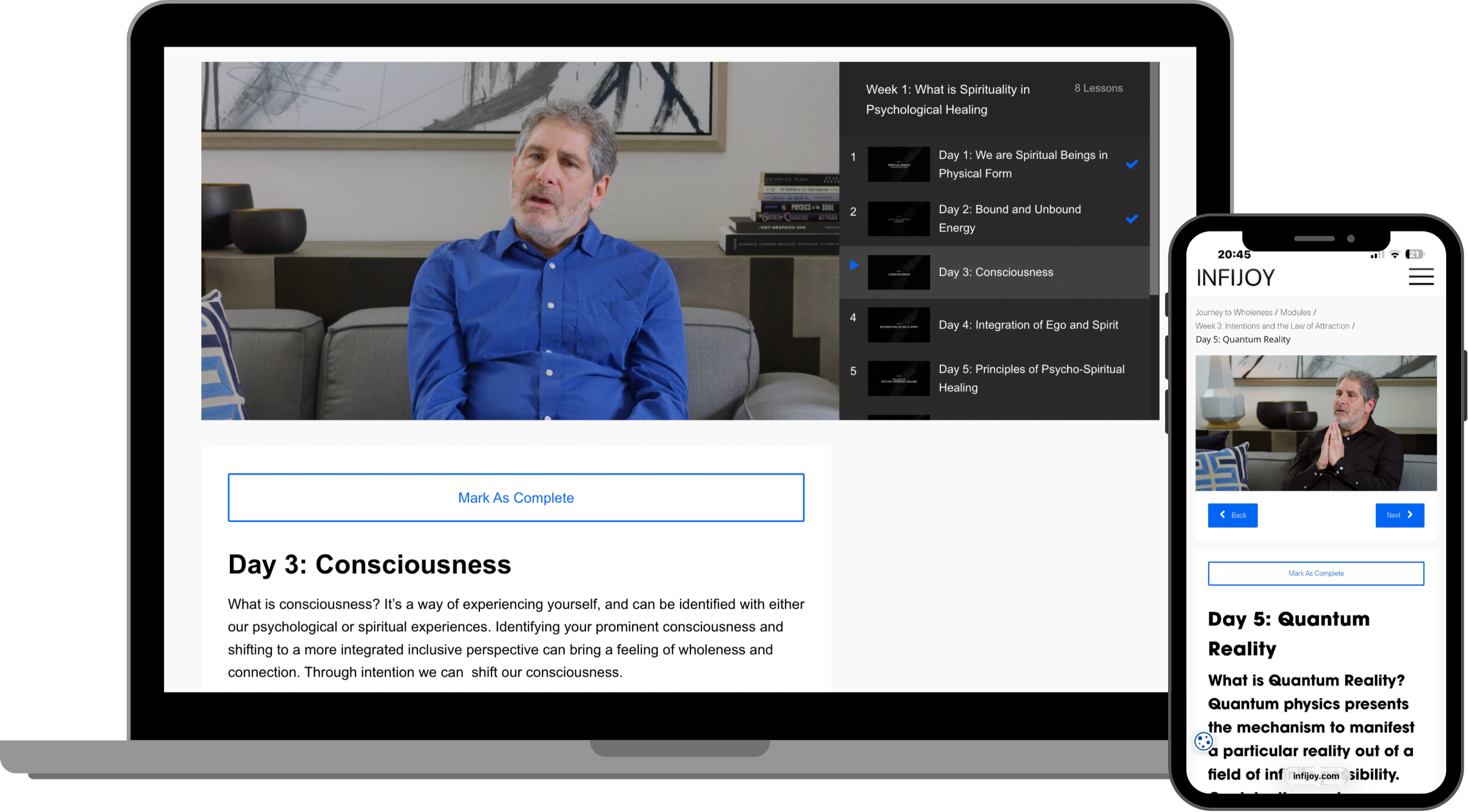 Journey to Wholeness course shown on laptop and phone