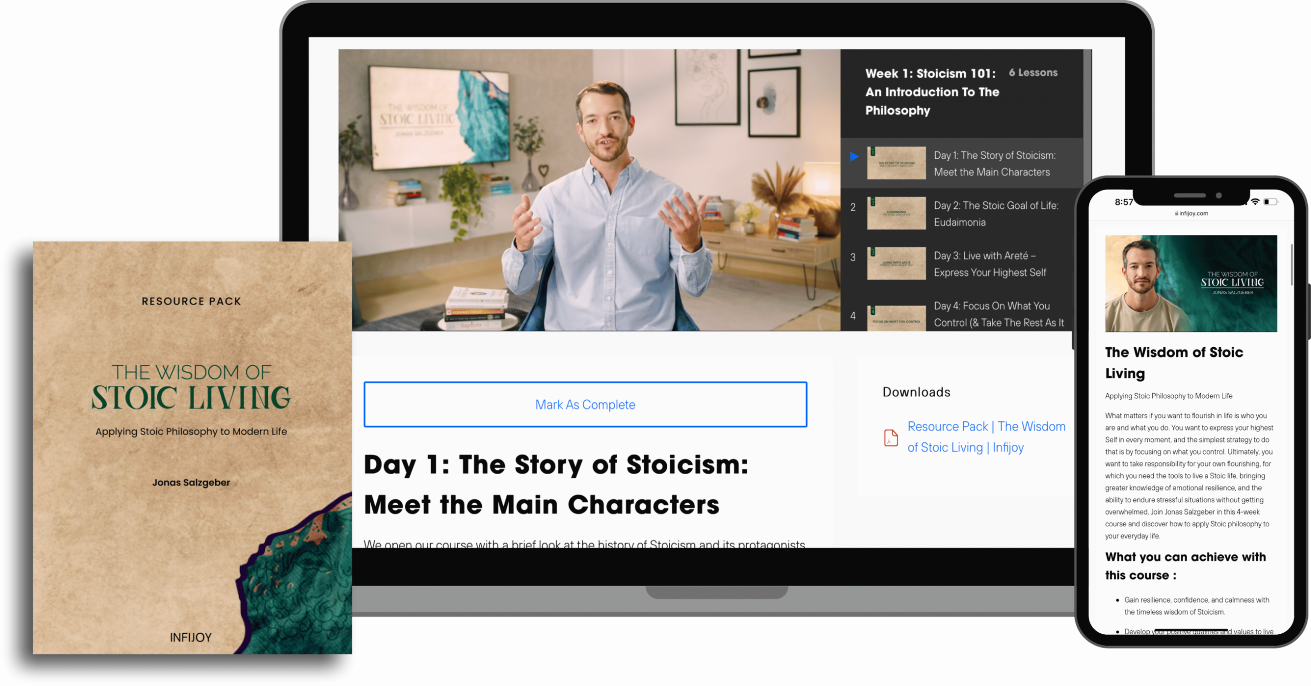 The Wisdom of Stoic Living online course by Jonas Salzgeber on Infijoy platform