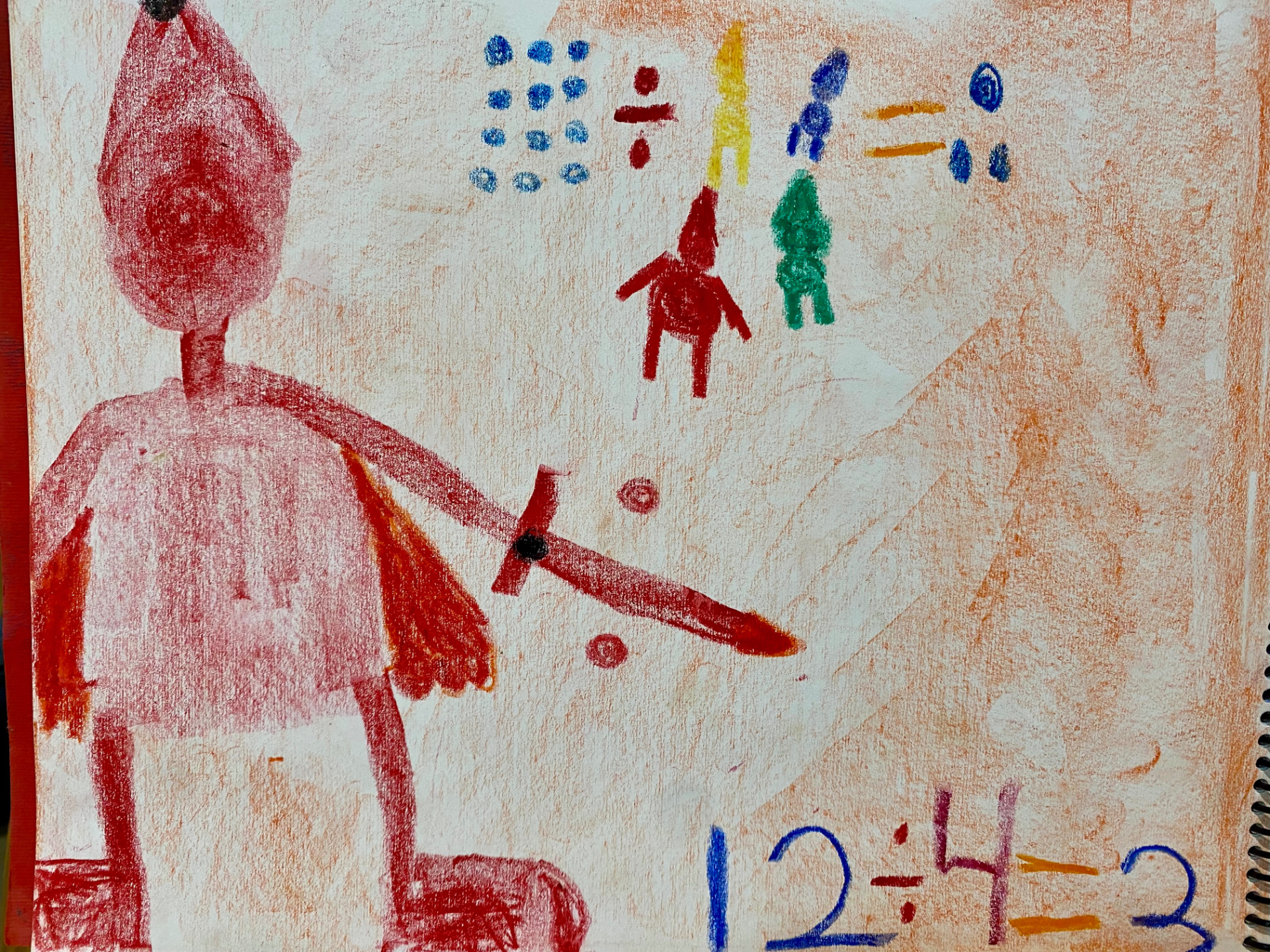 dibujo en crayolas Waldorf - matemáticas de primer grado - cuaderno de niño