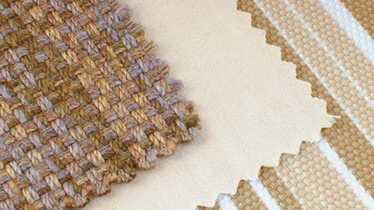 Detail of woven fabric swatches.