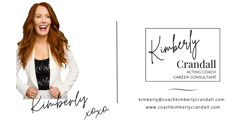 A publicity photo of acting coach Kimberly Crandall and logo stating: Acting Coach, Career Consultant.