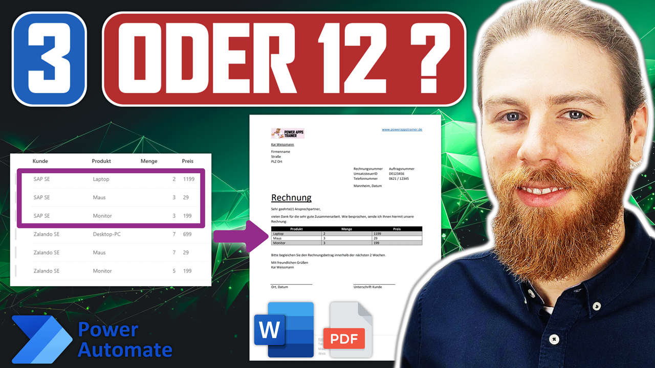 Dynamische Tabelle mit Power Automate befüllen