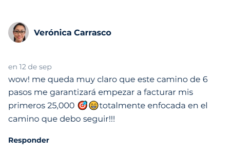 Mensaje de un alumno en la academia