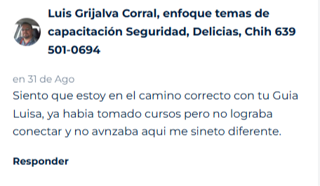 Mensaje de un alumno en la academia