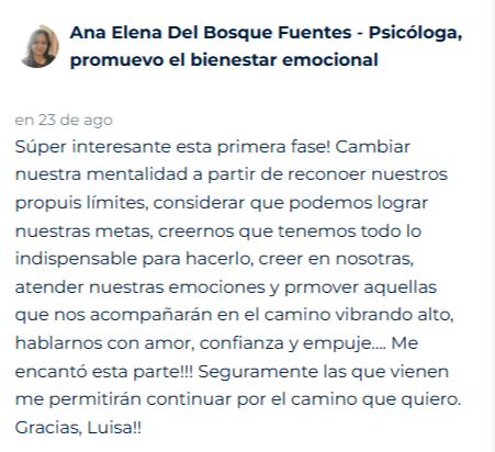 Mensaje de un alumno en la academia