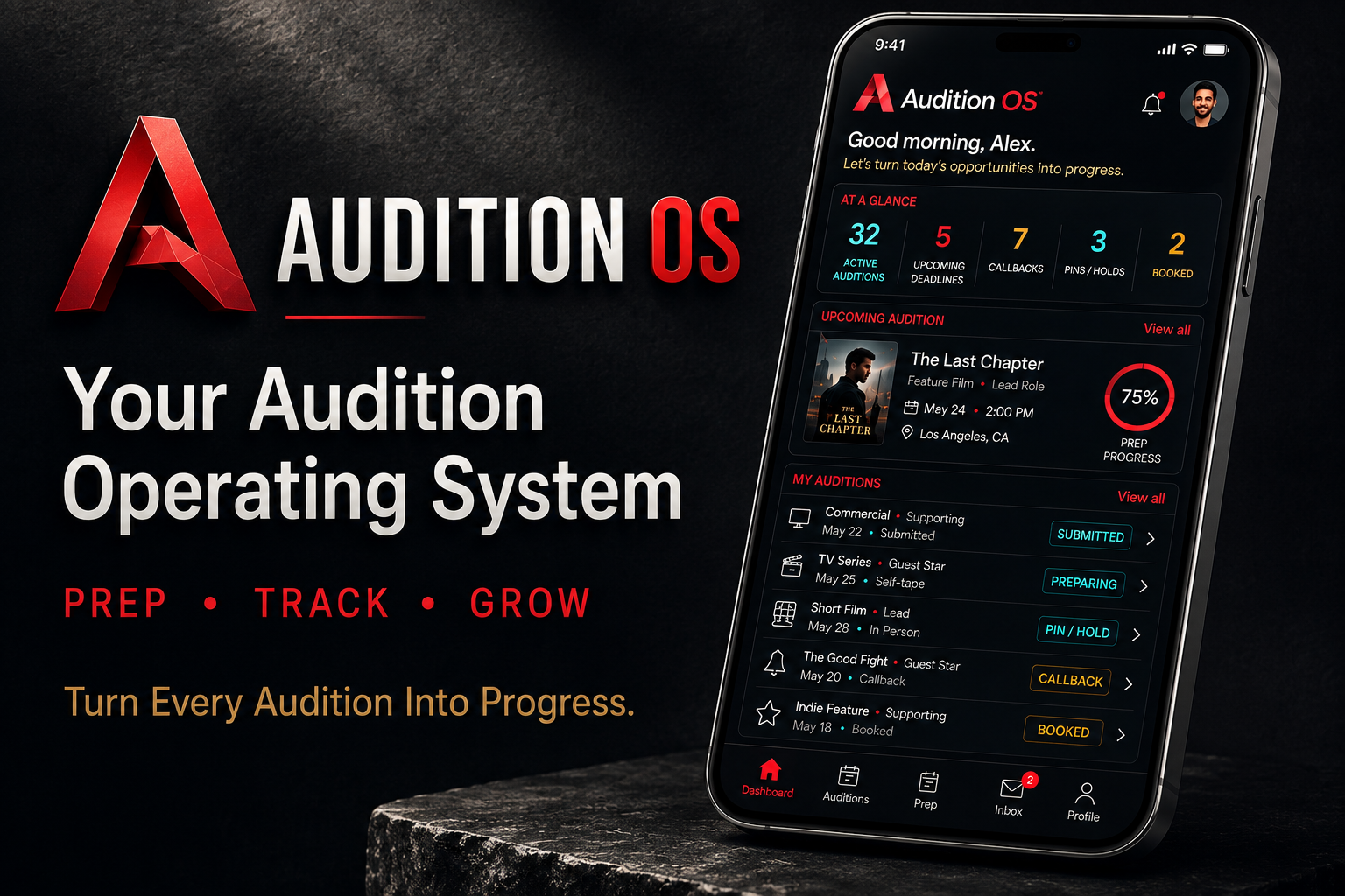 AuditionOS app dashboard preview