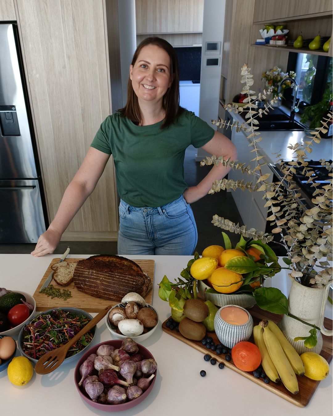 Kylie Gillin nutritionist and lifestyle medicine practitioner Perth with fresh produce