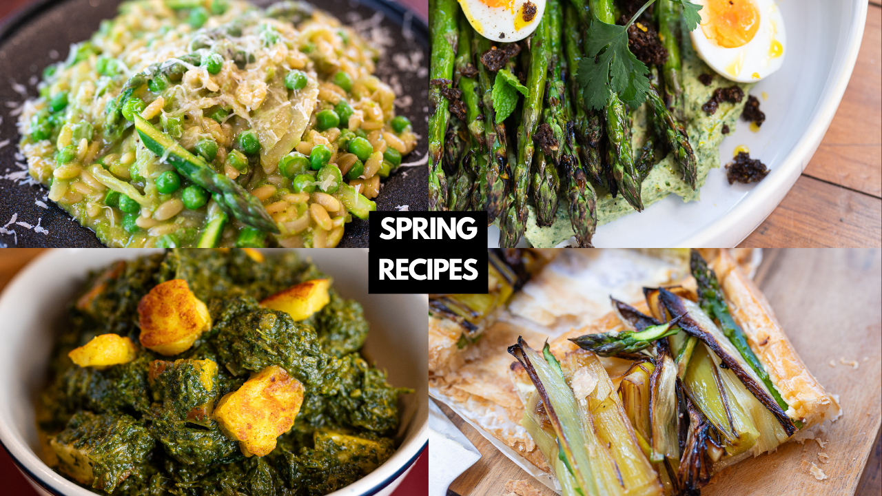 Spring Vegetable Recipes NZ. Asparagus, peas, leeks and spinach across four spring dishes