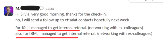 Internal referrals secured