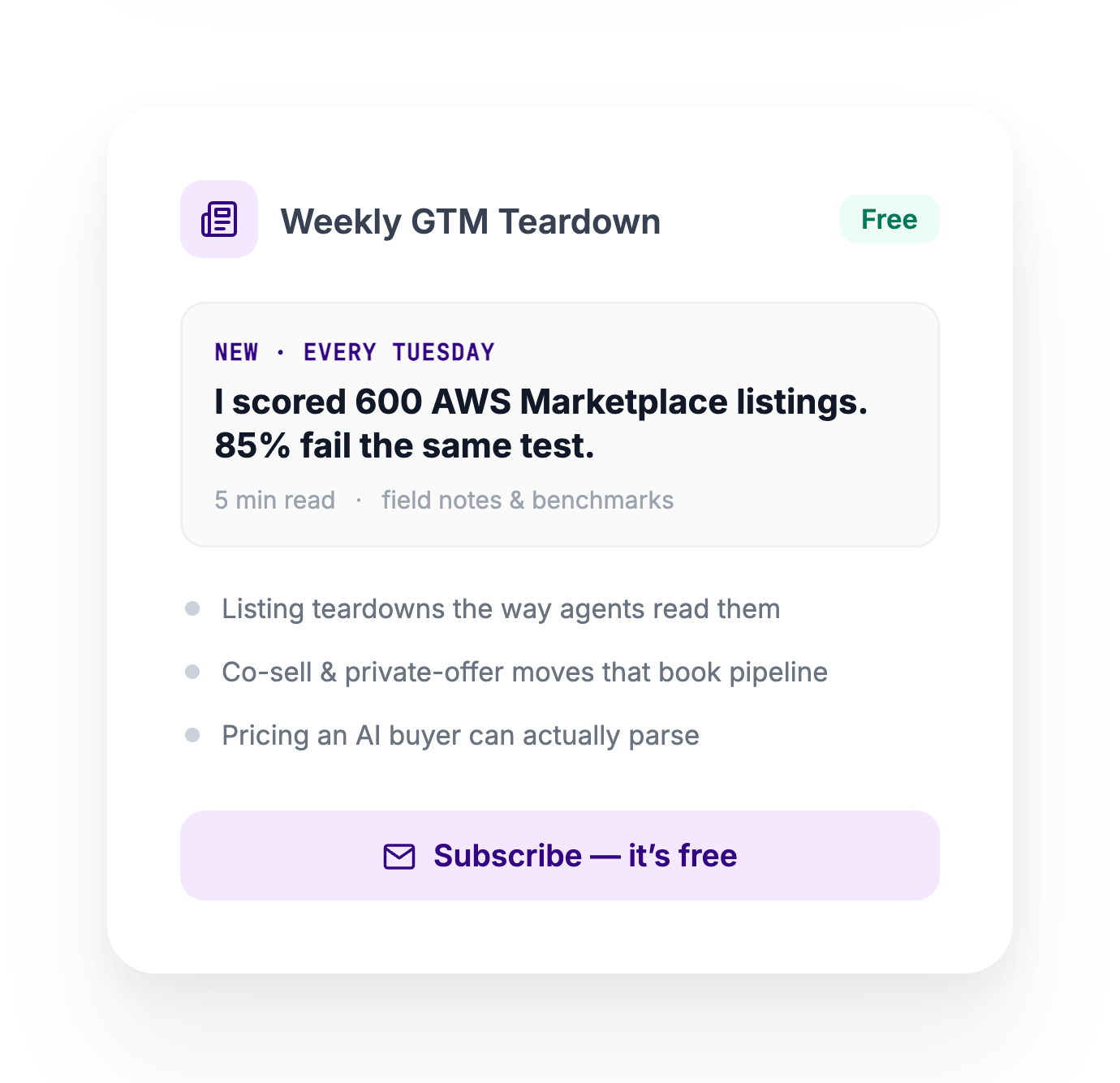 Weekly GTM Teardown — subscribe free