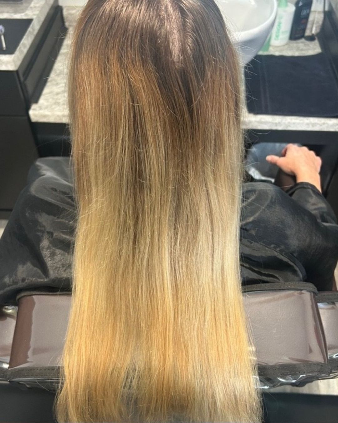 Before: banded blonde with dark roots