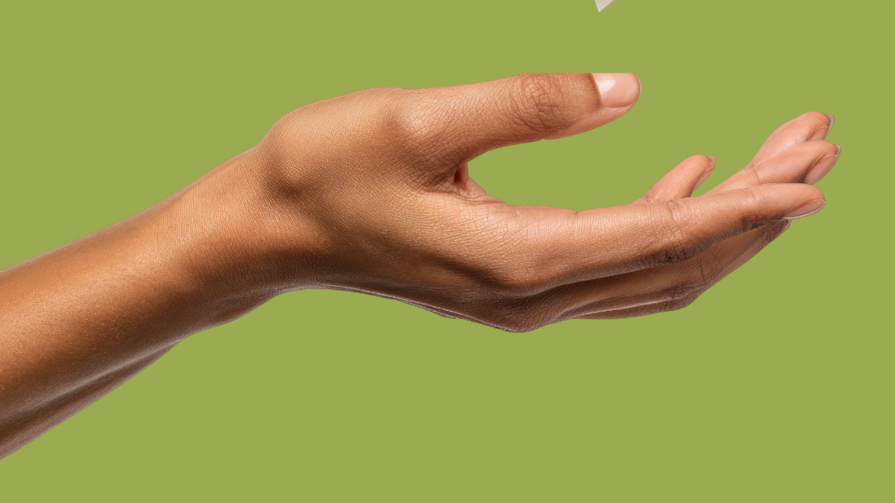 hand outreached, asking for something
