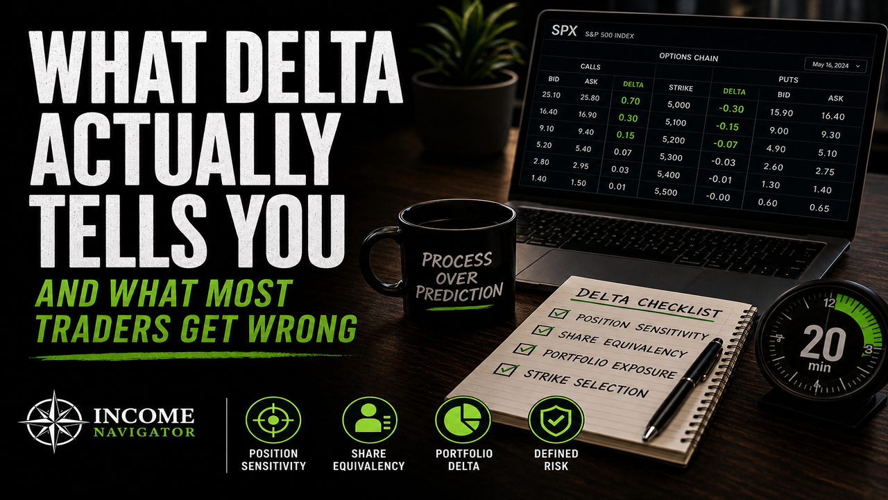 Options delta explained — position sensitivity, share equivalency, and portfolio exposure for options traders
