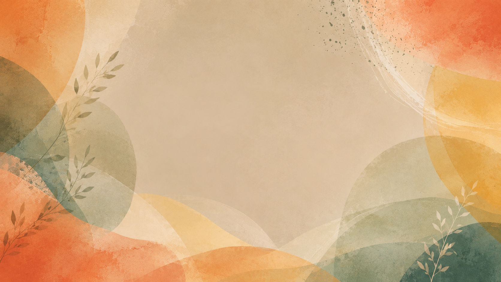 Abstract watercolor of overlapping soft shapes in Lovewell orange, gold, and sage