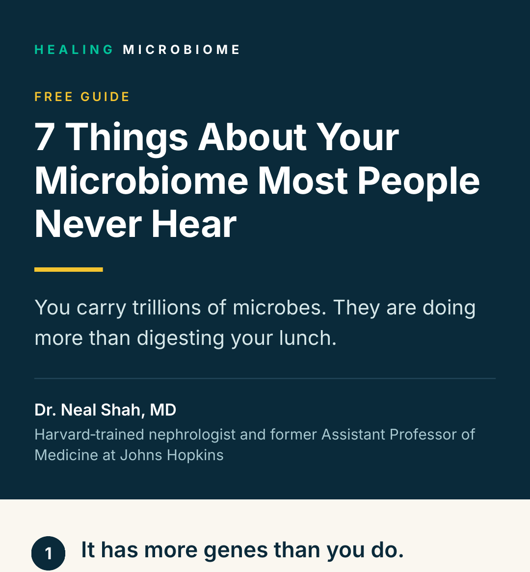 Cover of the free guide: 7 Things About Your Microbiome Most People Never Hear