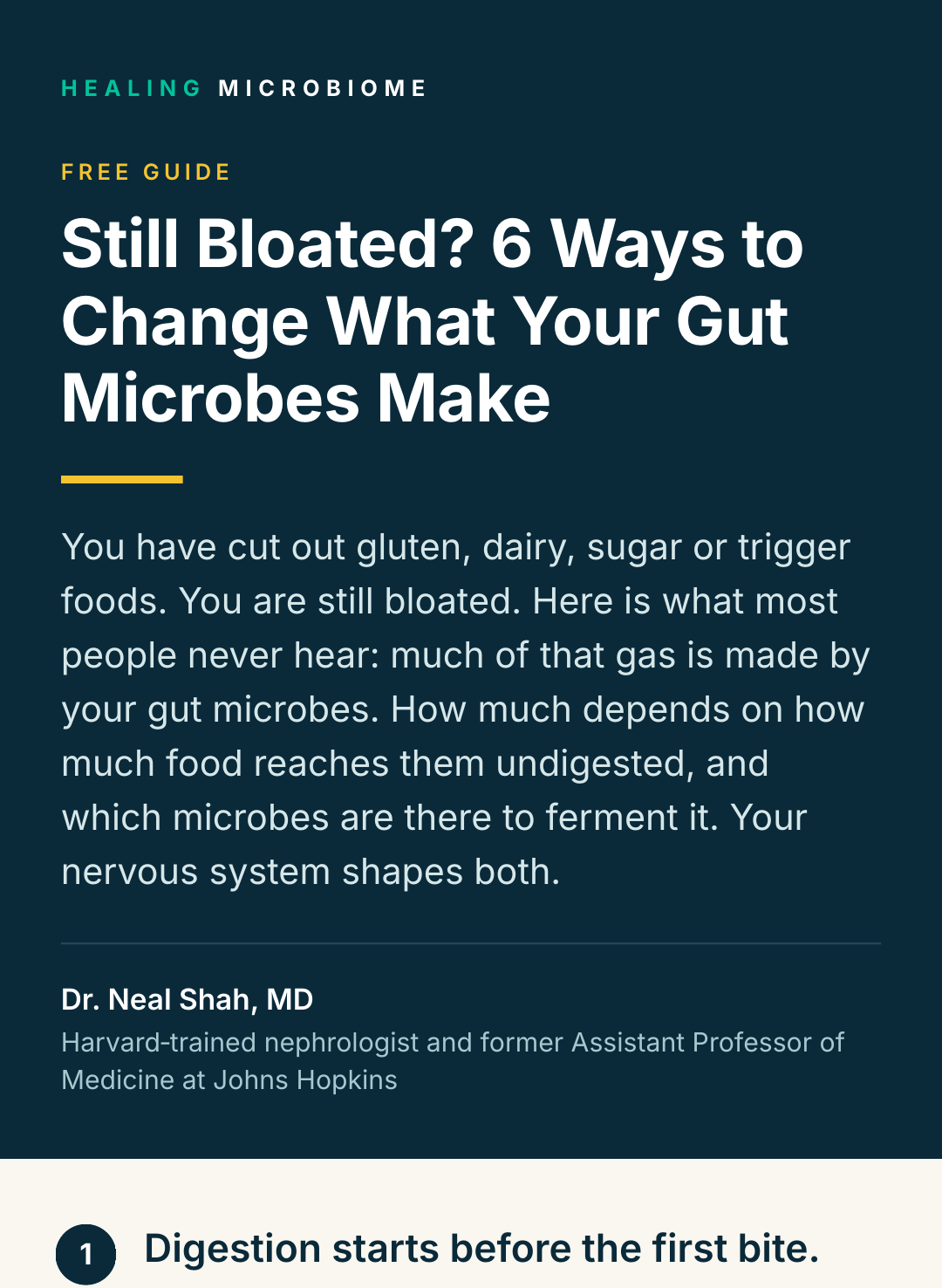 Cover of the free guide: Still Bloated? 6 Ways to Change What Your Gut Microbes Make