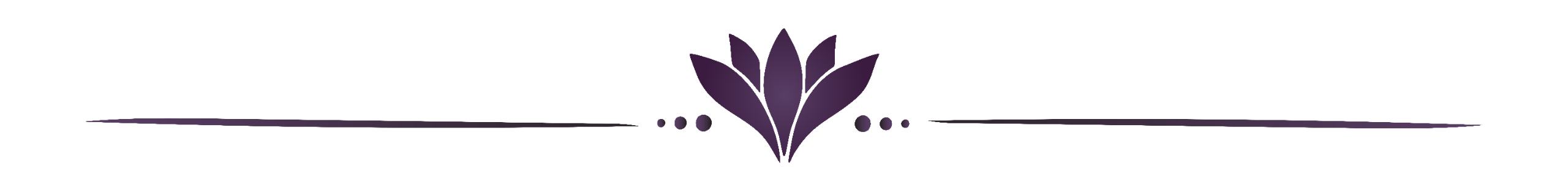 A Divider Graphic Containing a Purple Lotus Flower with 3 Dots on Each Side Followed by a Line on Each Side