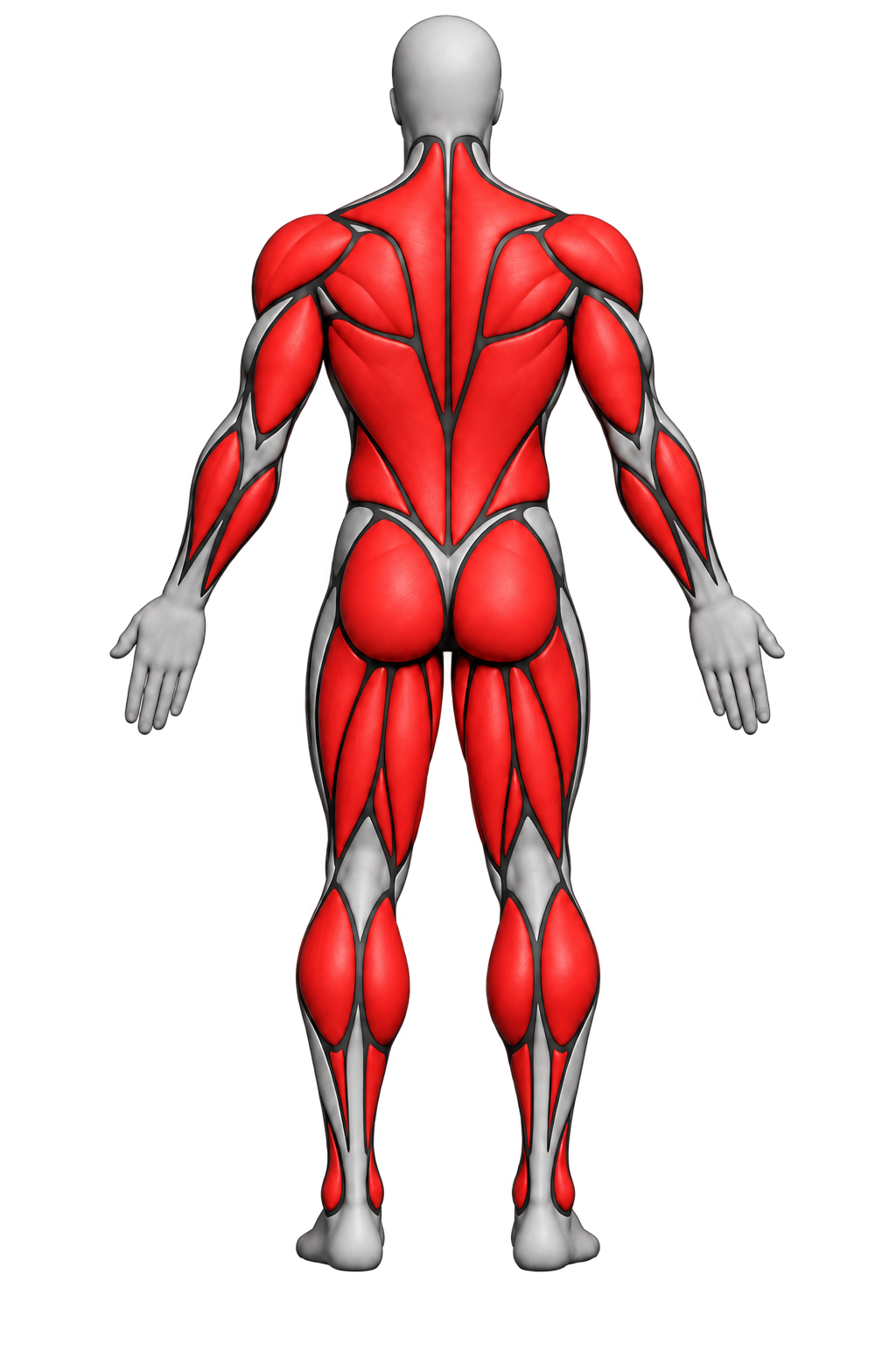Posterior muscular anatomy exercise map