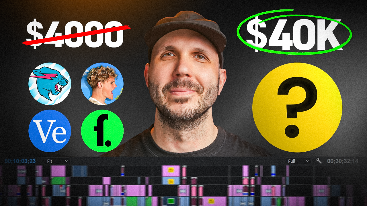 Professional video editor working on commercial editing project with high-end equipment and multiple monitors