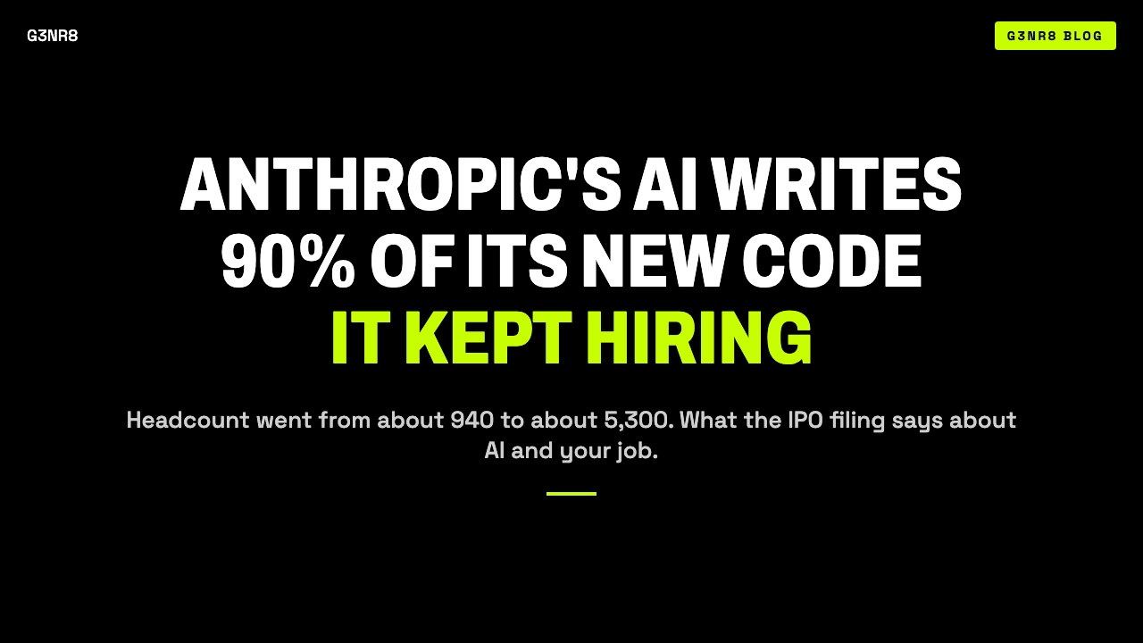 Anthropic's AI writes 90% of its new code. It kept hiring.
