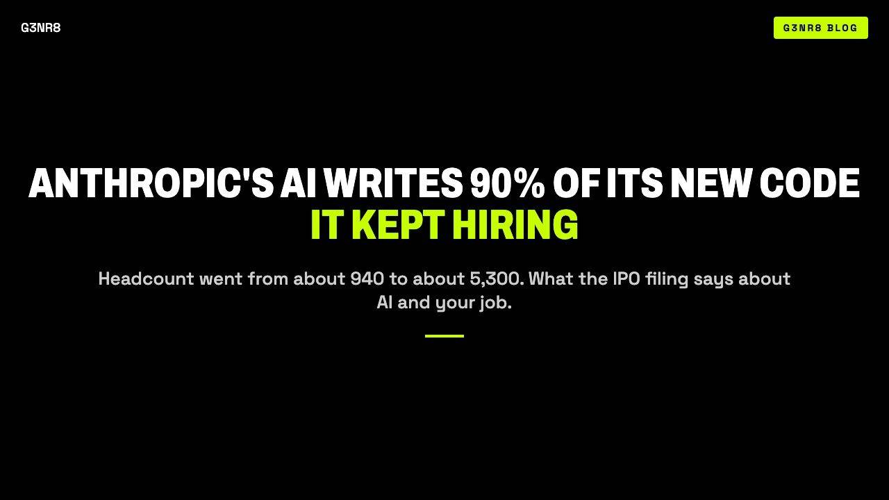 Anthropic's AI writes 90% of its new code. It kept hiring.