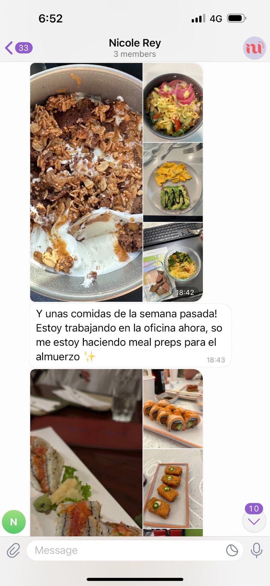Meal prep de la semana de una paciente