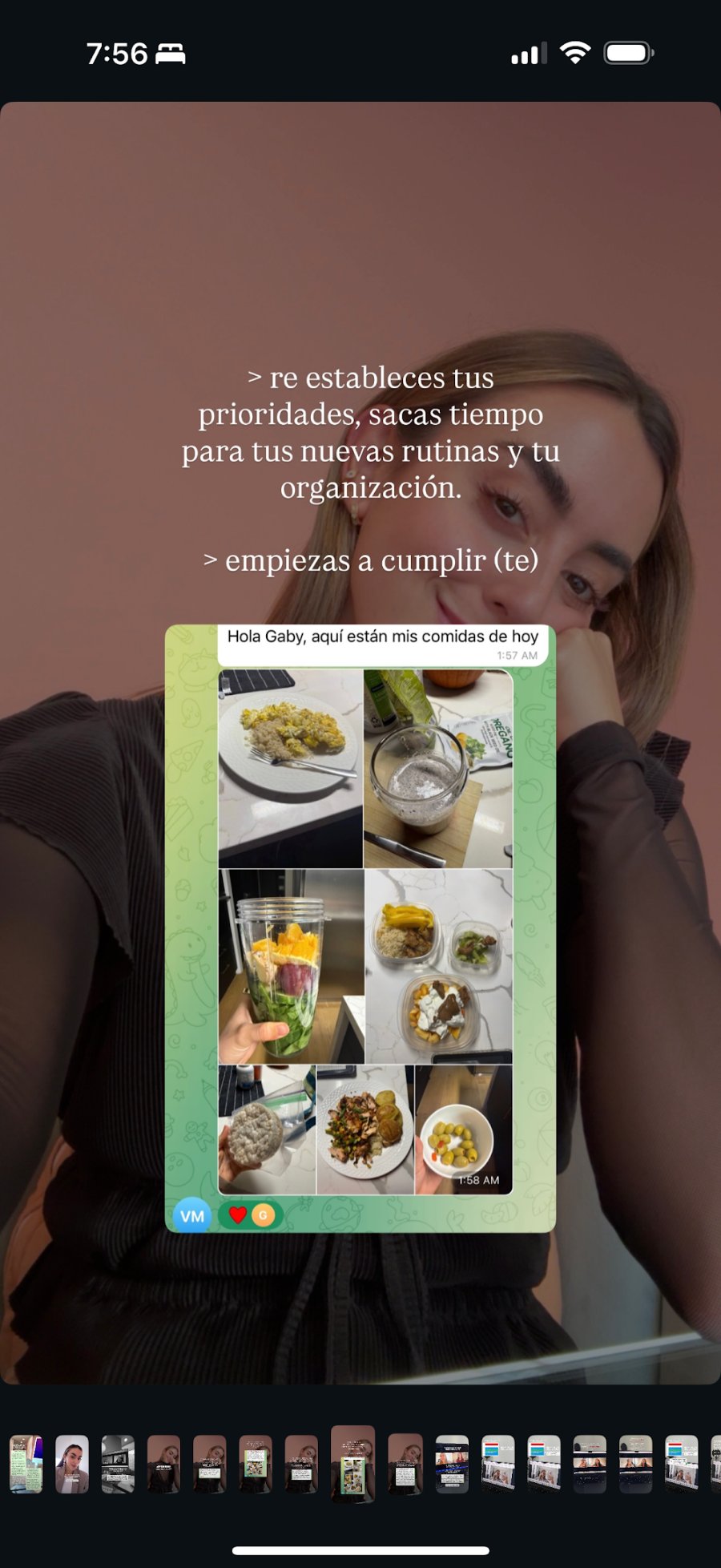 Platos de una paciente con sus rutinas