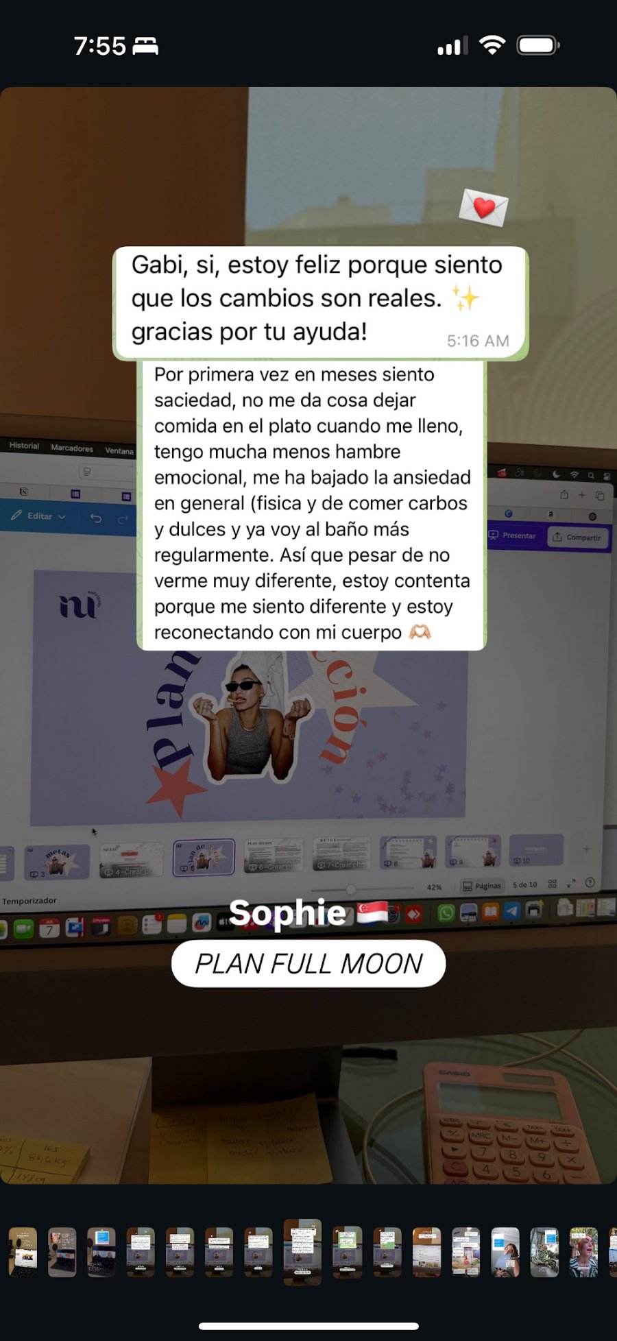 Captura del mensaje de Sophie