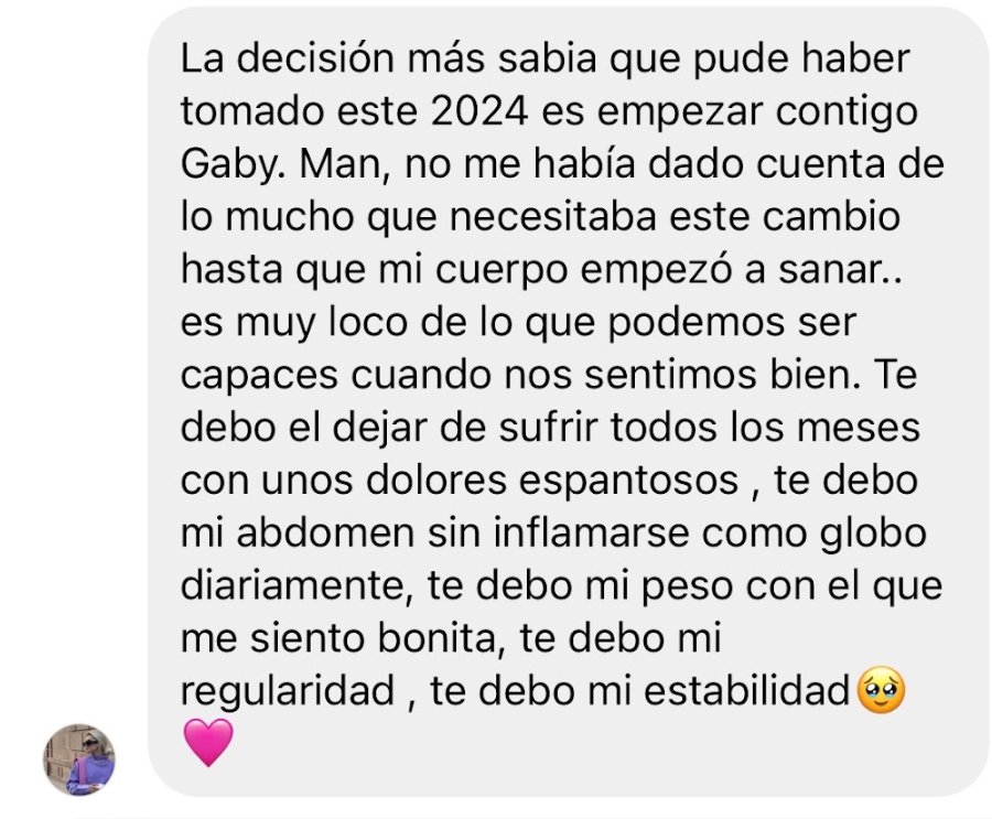 Captura del mensaje de una paciente