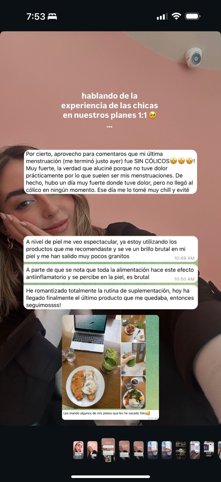 Captura del mensaje de una paciente de los planes 1:1