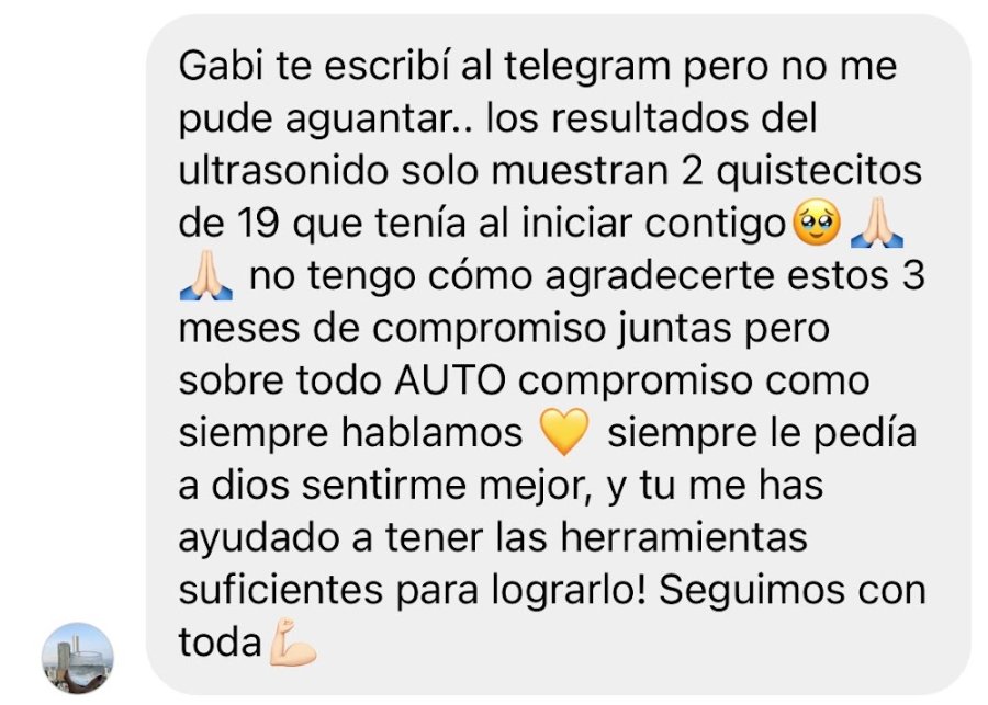 Captura del mensaje de una paciente sobre su ecografía