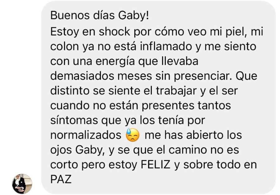 Captura del mensaje de una paciente