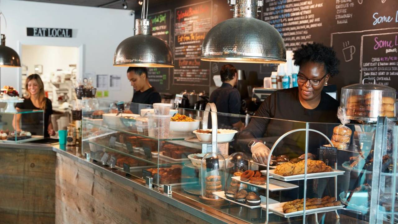 Cafe employees using what they learned in Respectful Workplace Training