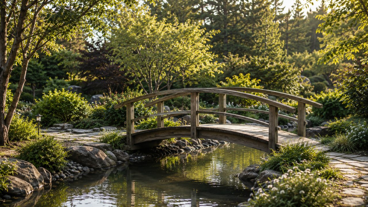 Small wooden bridge over calm water symbolizing healthy boundaries after betrayal