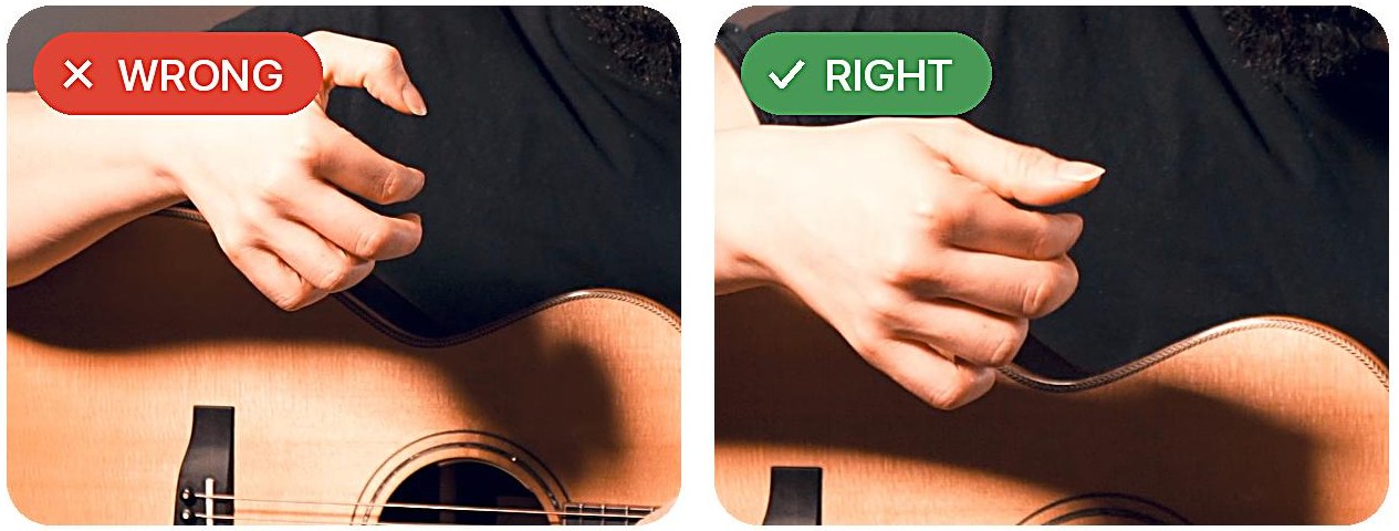 Curling thumb: wrong and right