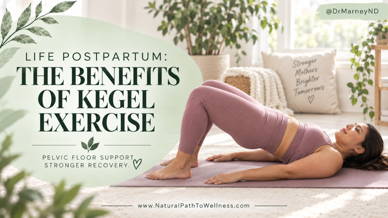 Postpartum mother exercising gently at home with infant nearby