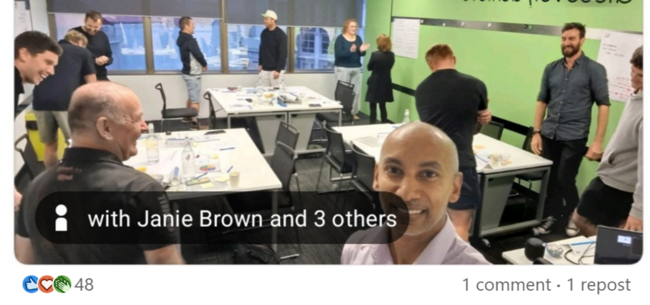 Original LinkedIn post from Varun Dhani about the Laser Group sales training workshop