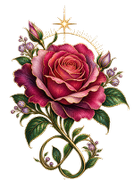 Feminine Brilliance rose with gold star and infinity stem