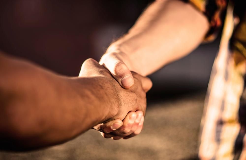 Two men shaking hands 