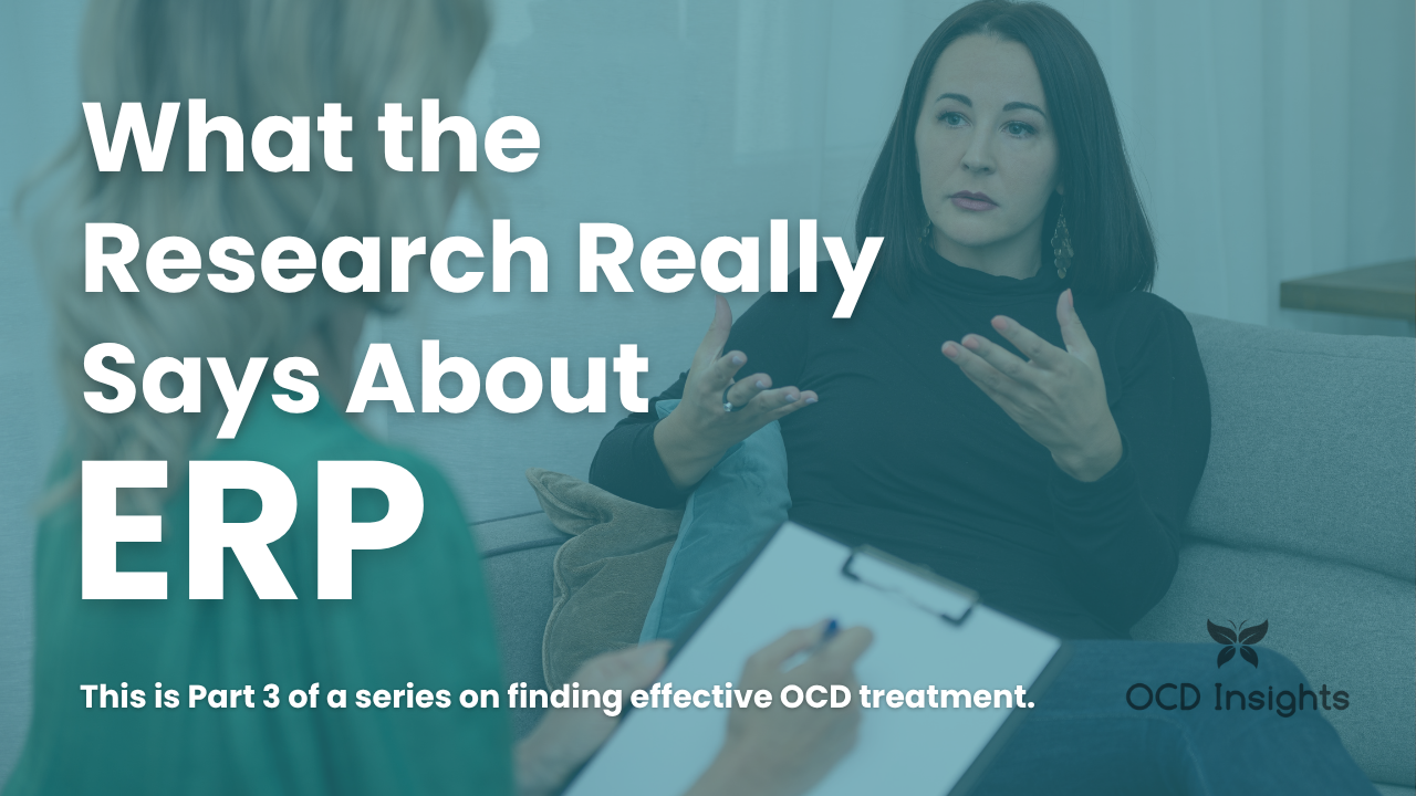 Samantha Bray explaining what research says about ERP for OCD, exposure and response prevention, and newer OCD treatment approaches