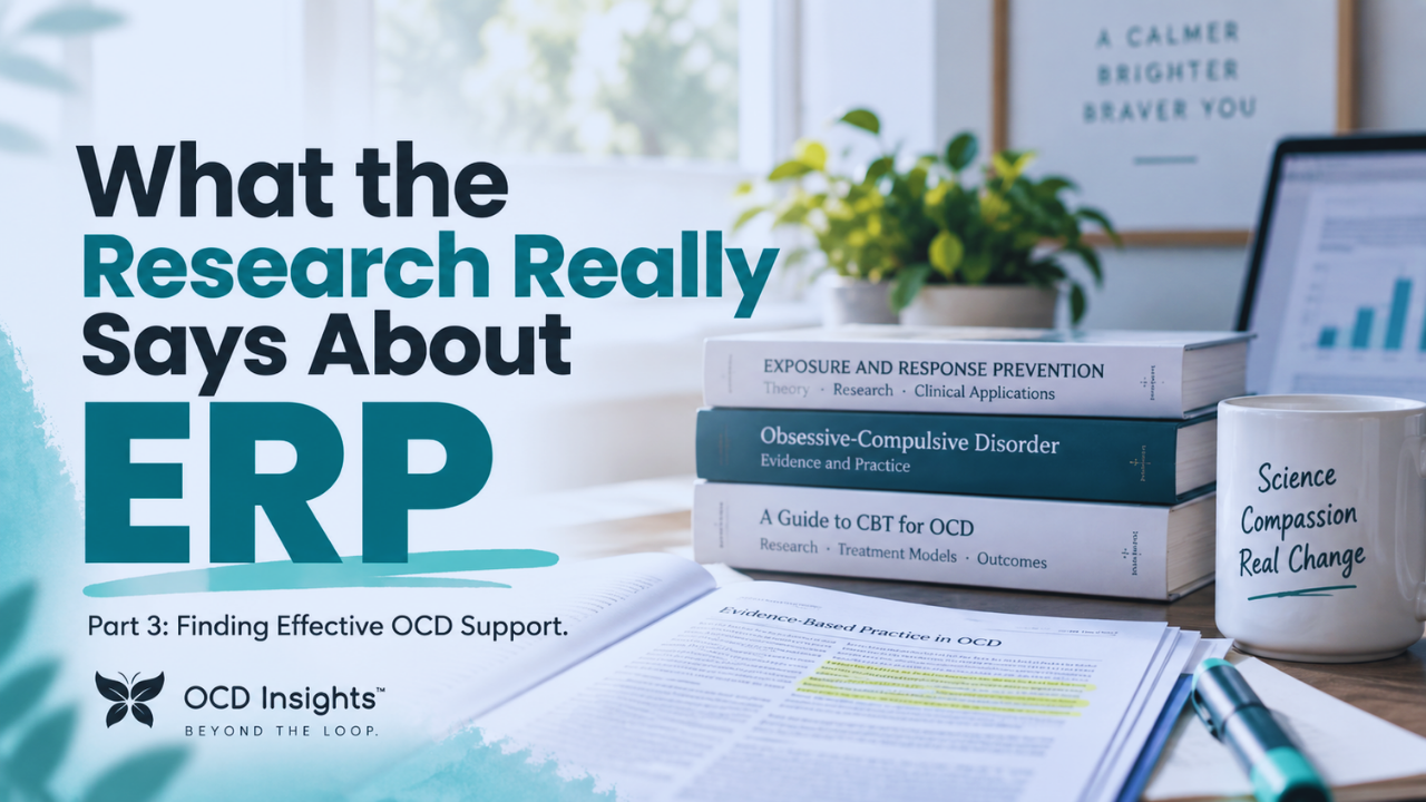 Samantha Bray explaining what research says about ERP for OCD, exposure and response prevention, and newer OCD treatment approaches
