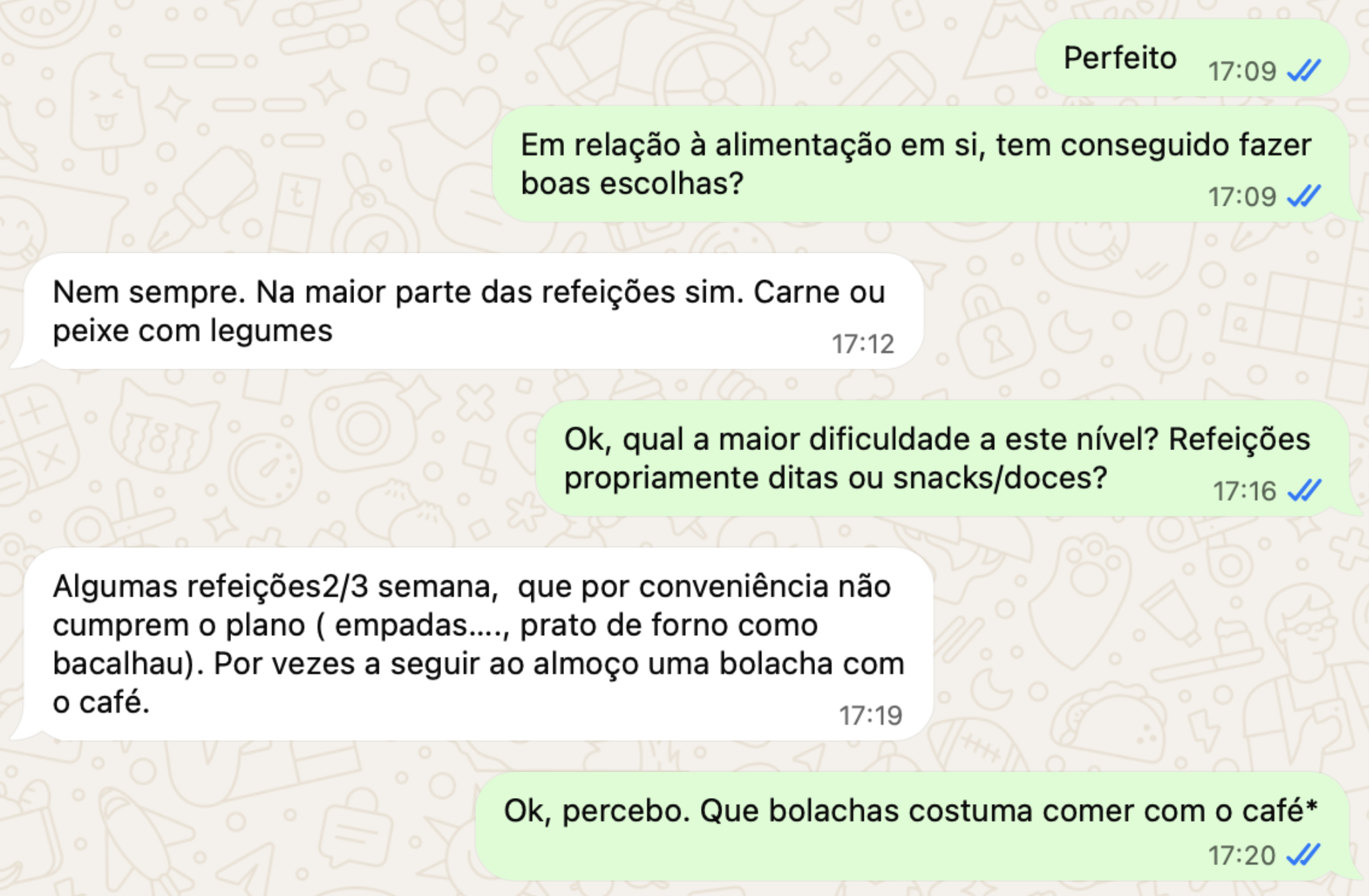 Print de conversa de check-in com uma cliente, anonimizado