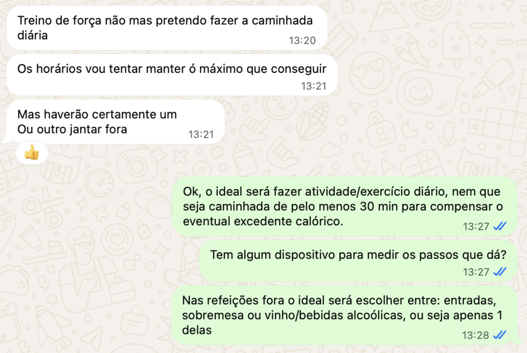 Print de conversa de check-in com uma cliente, anonimizado