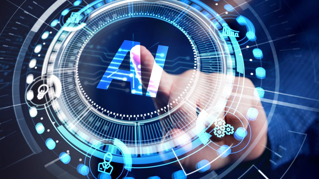 An ethereal illustration of artificial intelligence with a human finger, symbolizing the intersection of technology and human connection